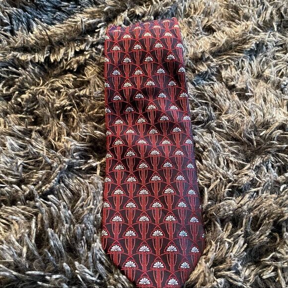 VALENTINO 100% Silk Tie Red Italy Designer - Picture 3 of 7